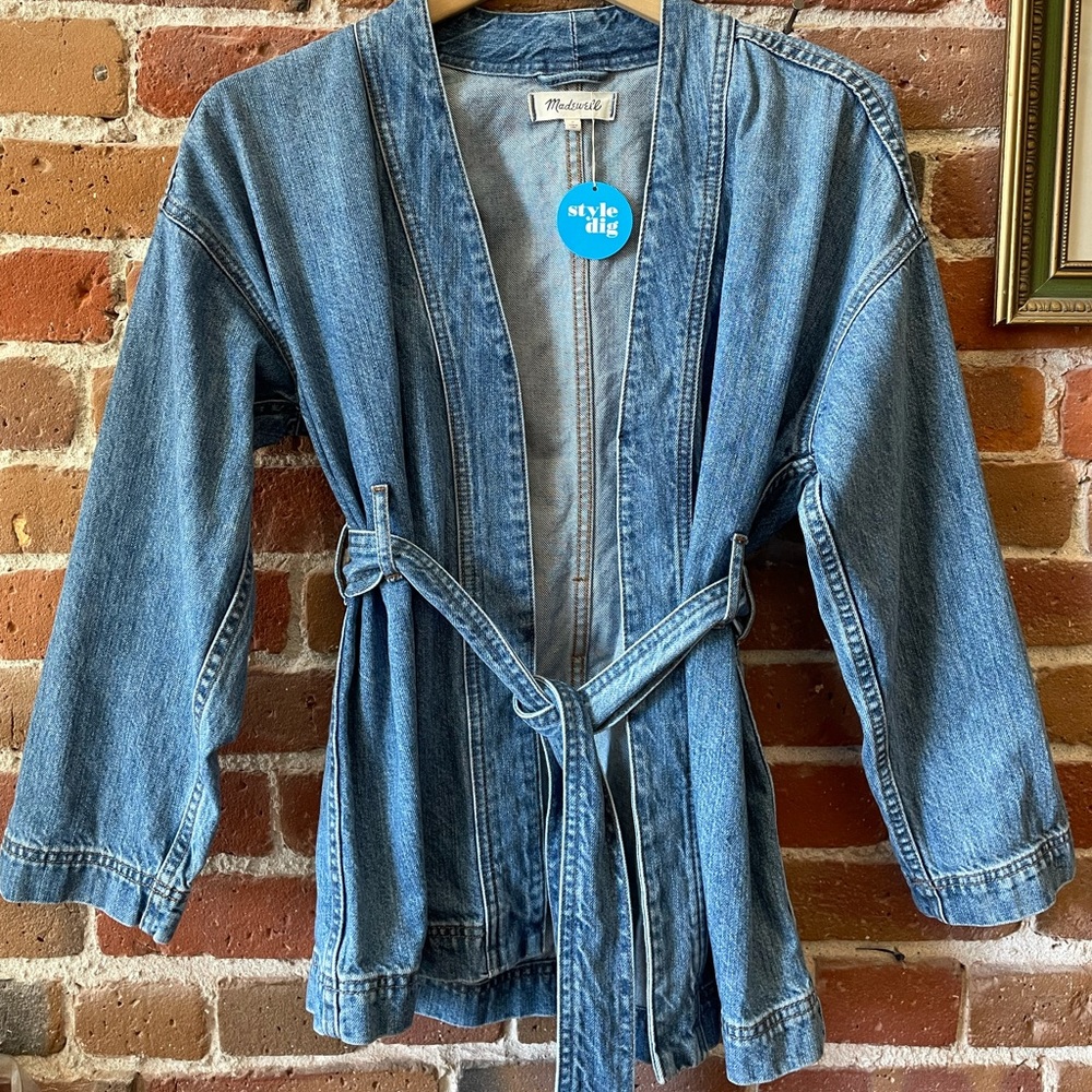 Madewell Denim Kimono Jacket with Belt Size Small